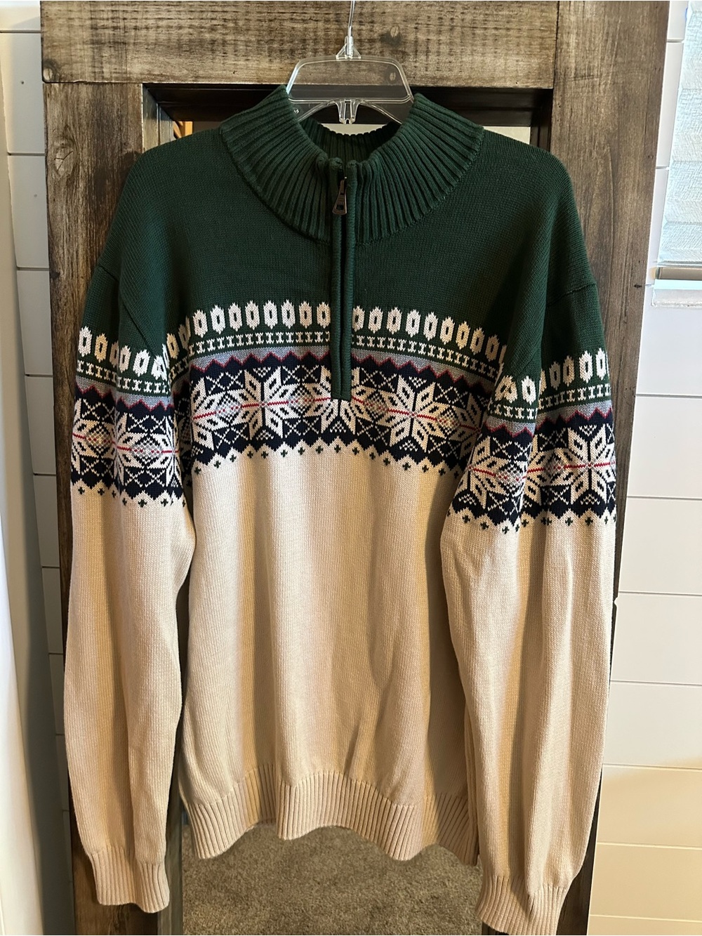 Weatherproof Vintage Men’s XXL Fair Isle Holiday Quarter Zip Sweater Cabincore